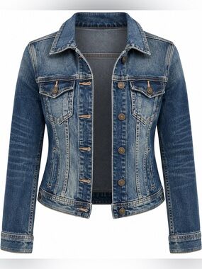 Just USA Jeans Jacket Medium Wash Blue Trucker Jean Jacket Size M